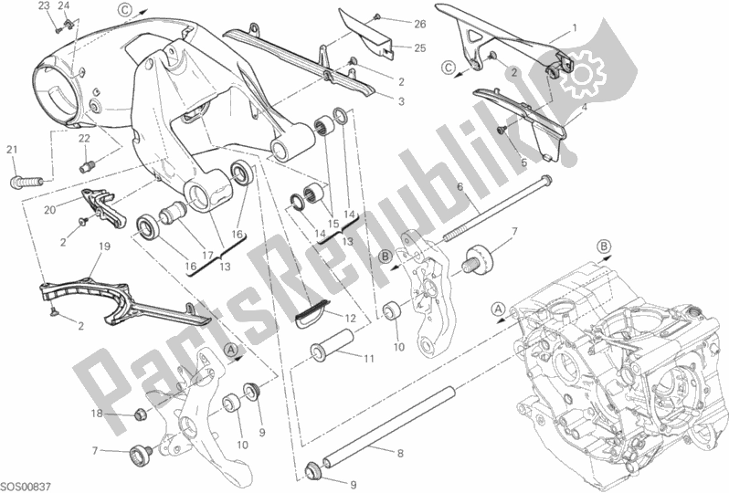 Wszystkie części do 28a - Forcellone Posteriore Ducati Monster 1200 S 2019